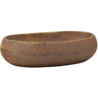 Berkfield Home Countertop Basin Brown Oval 59x40x15 cm Ceramic | Size: 59 x 40 x 15 cm