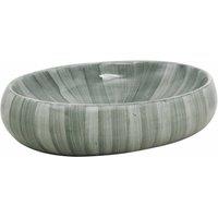 Berkfield Home Countertop Basin Green Oval 59x40x15 cm Ceramic | Size: 59 x 40 x 15 cm