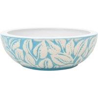Berkfield Home Countertop Basin White & Blue Round 41x14 cm Ceramic | Size: 41x14 cm