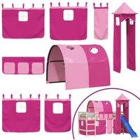 Berkfield Home Curtains for Loft Bed with Tunnel & Tower Pink