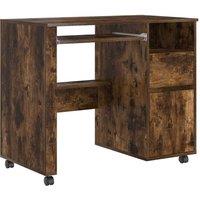 Berkfield Home Brown Computer Desk Smoked oak Engineered wood Compact Drawers