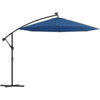 Berkfield Home Cantilever Umbrella with LED Lights & Steel Pole 300 cm Azure in Blue