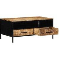 Berkfield Home Coffee Table 90x50x40 cm Solid Wood Rough Mango in Brown | Size: 90 x 50 x 40 cm