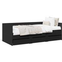 Berkfield Home Daybed with Drawers without Mattress Black 75x190 cm Small Single