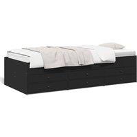 Berkfield Home Daybed with Drawers without Mattress Black 75x190 cm Small Single
