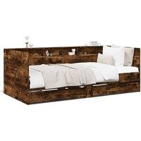 Berkfield Home Daybed with Drawers without Mattress Smoked Oak 100x200 cm in Brown