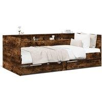 Berkfield Home Daybed with Drawers without Mattress Smoked Oak 90x190 cm Single in Brown
