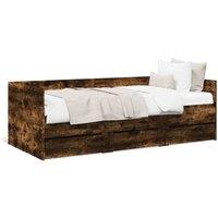 Berkfield Home Daybed with Drawers without Mattress Smoked Oak 90x200 cm in Brown