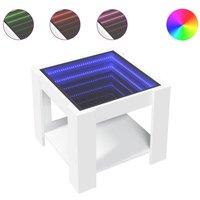 Berkfield Home Coffee Table with LED White 53x53x45 cm Engineered Wood | Size: 53 x 53 x 45 cm