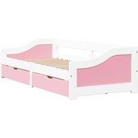 Berkfield Home Day Bed with 2 Drawers without Mattress IRUN White&Pink 90x200 cm in Pink