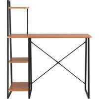 Berkfield Home Desk with Shelving Unit Black & Brown 102x50x117 cm | Size: 102 x 50 x 117 cm