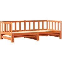 Berkfield Home Day bed with Trundle Wax Brown 180x200 cm Solid Wood Pine