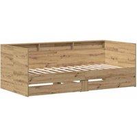 Berkfield Home Daybed with Drawers Artisan oak Engineered wood 90 x 190 cm in Beige