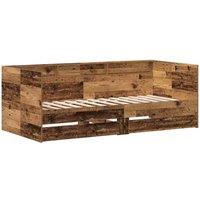 Berkfield Home Daybed with Drawers Old wood Engineered wood 90 x 190 cm Sturdy in Brown