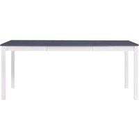 Berkfield Home Dining Table White & Grey 180x90x73 cm Pinewood | Size: 180 x 90 x 73 cm