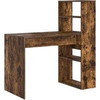 Berkfield Home Desk with Storage Smoked Oak 113x54x120 cm Engineered Wood in Brown | Size: 113 x 54 x 120 cm