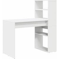 Berkfield Home Desk with Storage White 113x54x120 cm Engineered Wood | Size: 113 x 54 x 120 cm