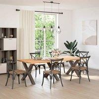Berkfield Home Dining Table Legs X-Shaped 3 pcs Natural Steel 90x(72-73) cm Steel in Brown