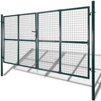 Berkfield Home Double Door Fence Gate Powder-Coated Steel in Green