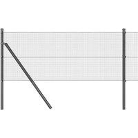 Berkfield Home Fence Post Set Set of 2 Grey Powder-Coated Steel Medium Durable