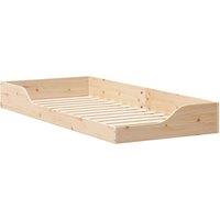 Berkfield Home Floor Bed Frame Brown 100 x 210 cm Solid pine wood in Beige