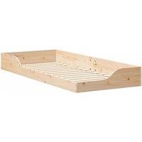 Berkfield Home Floor Bed Frame Brown 80 x 220 cm Solid pine wood in Beige