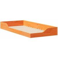 Berkfield Home Floor Bed Frame Wax brown 100 x 210 cm Solid pine wood