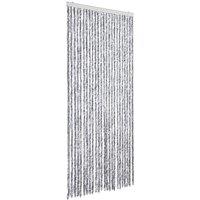 Berkfield Home Fly Curtain White & Grey 100x230 cm Chenille