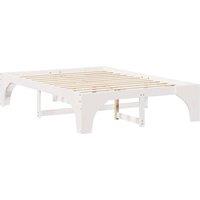 Berkfield Home Floor Bed Frame with Storage White 150 x 200 cm Solid pine wood