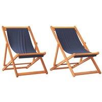 Berkfield Home Folding Beach Chairs 2 pcs Blue Fabric