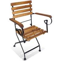 Berkfield Home Folding Garden Chairs 2 pcs Steel & Solid Acacia Wood in Brown