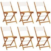 Berkfield Home Folding Garden Chairs 6 pcs Cream White Fabric & Solid Wood