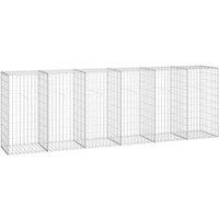 Berkfield Home Gabion Wall with Covers Galvanised Steel 300x50x100 cm in Silver | Size: 300 x 50 x 100 cm