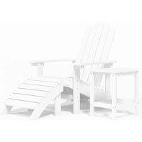 Berkfield Home Garden Adirondack Chair with Footstool & Table HDPE White