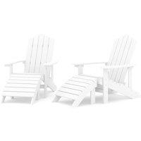 Berkfield Home Garden Adirondack Chairs 2 pcs with Footstools HDPE White