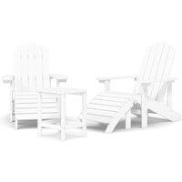 Berkfield Home Garden Adirondack Chairs with Footstool & Table HDPE White