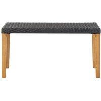 Berkfield Home Garden Bench 120 cm Black Poly Rattan & Solid Acacia Wood