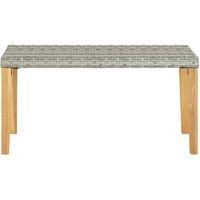 Berkfield Home Garden Bench 120 cm Grey Poly Rattan & Solid Acacia Wood
