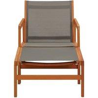 Berkfield Home Garden Chair with Footrest Grey Solid Eucalyptus Wood & Textilene
