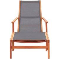 Berkfield Home Garden Chair with Footrest Grey Solid Eucalyptus Wood & Textilene