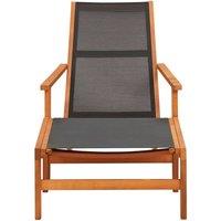 Berkfield Home Garden Chair with Footrest Solid Eucalyptus Wood & Textilene in Black
