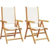 Berkfield Home Garden Chairs 2 pcs Cream White Solid Wood Acacia & Fabric