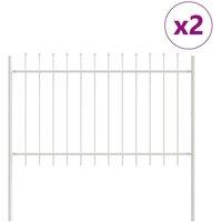 Berkfield Home Garden Fence with Pointy Top - White, 3.4x0.8m Steel in White