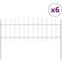 Berkfield Home Garden Fence with Pointy Tops - White - 10.2 x 0.6 m - Steel