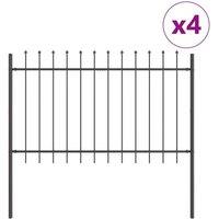 Berkfield Home Garden Fence with Spear Top - Grey, 6.8 x 1.2 m, Steel in Grey