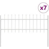 Berkfield Home Garden Fence with Spear Top - White, 11.9 x 0.6 m, Steel in White