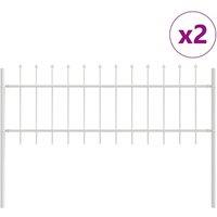 Berkfield Home Garden Fence with Spear Top - White, 3.4m x 0.6m, Steel in White