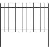 Berkfield Home Garden Fence with Spear Top Grey 1.7x1 m Steel