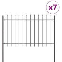 Berkfield Home Garden Fence with Spear Top Grey 11.9x1 m Steel
