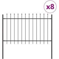 Berkfield Home Garden Fence with Spear Top Grey 13.6 x 1.2 m Steel